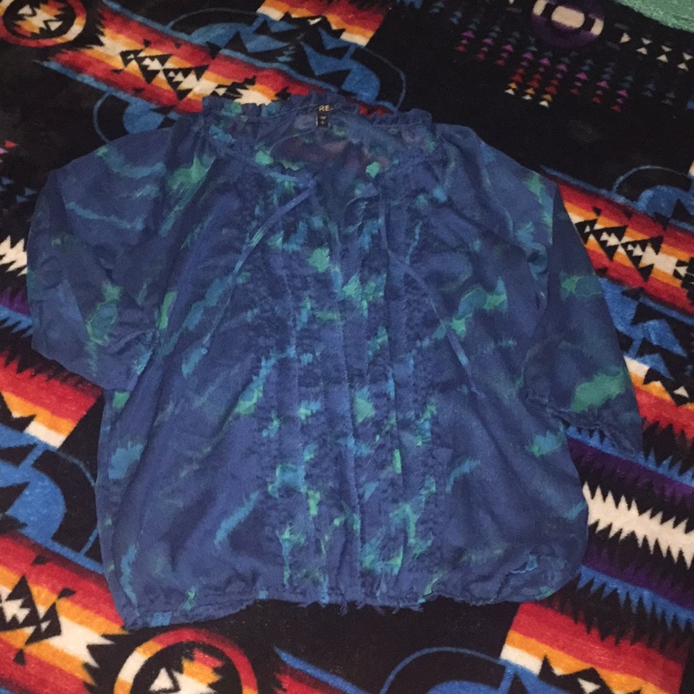 Size Small, sheer, Turquoise “Express” blouse